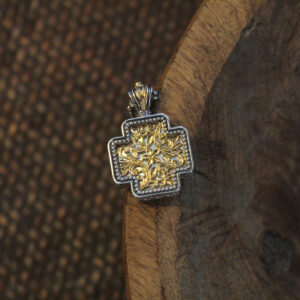 Silver Cross with Goldplated Parts and Mother of Pearl