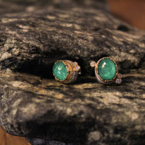 Malachite Oval Stud Earrings