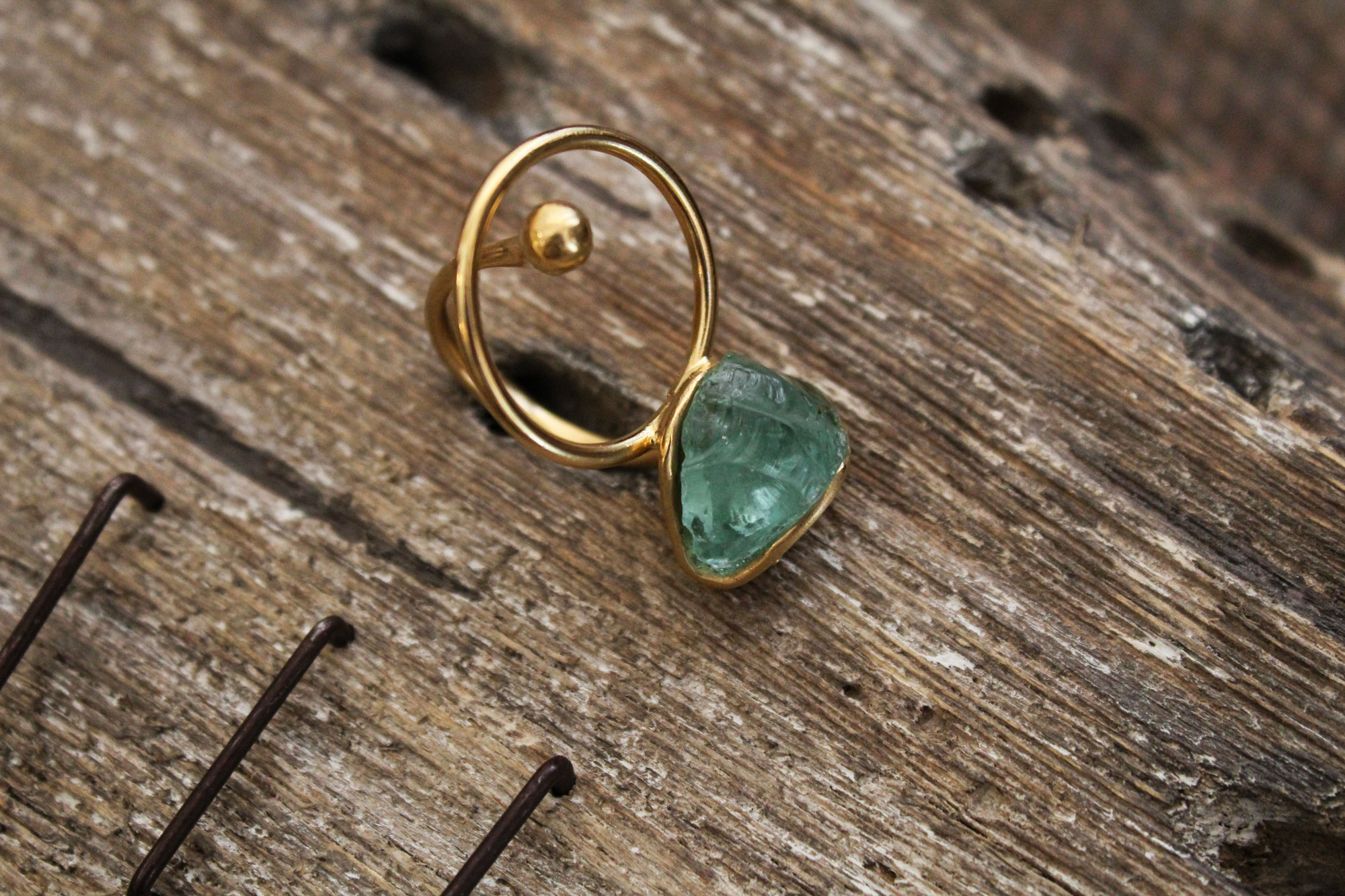 Statement Ring in Gold with Aquamarine