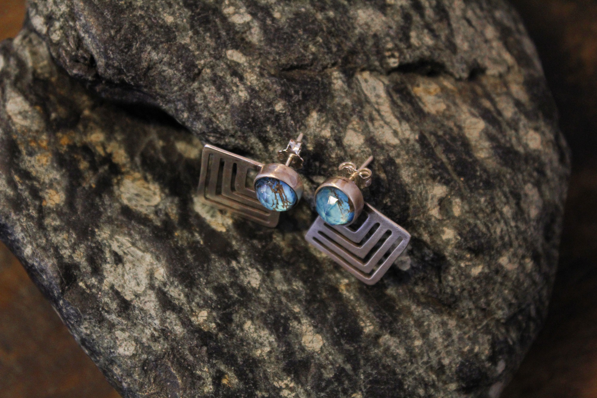 Turquoise Triangle Earrings - Image 3