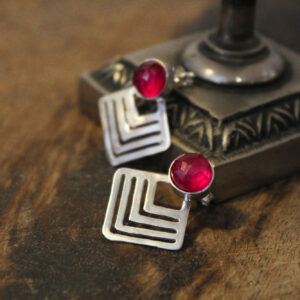 Ruby Triangle Earrings