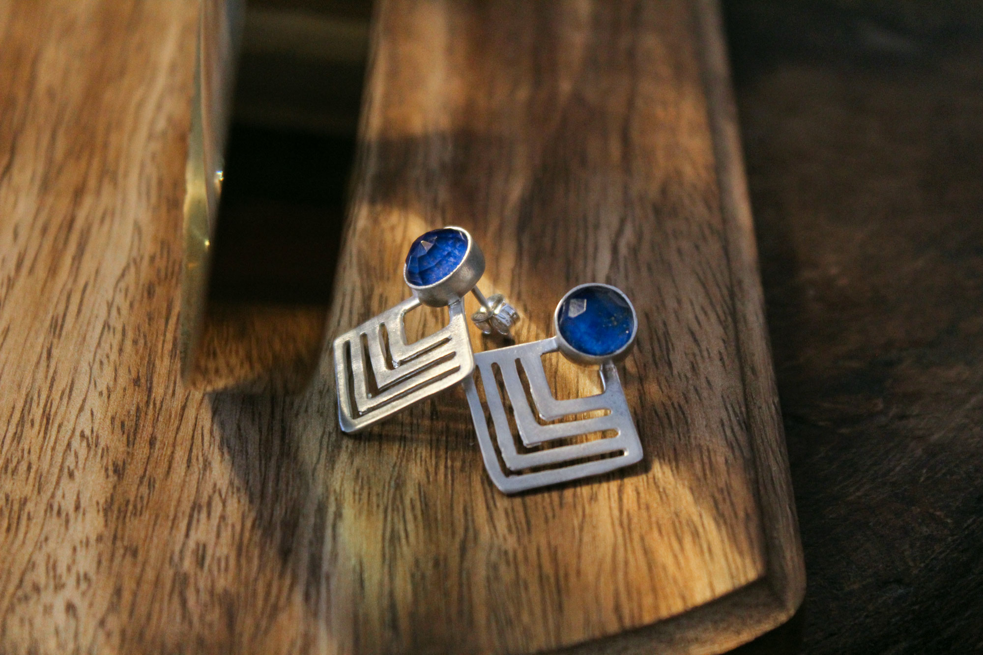 Lapis Triangle Earrings