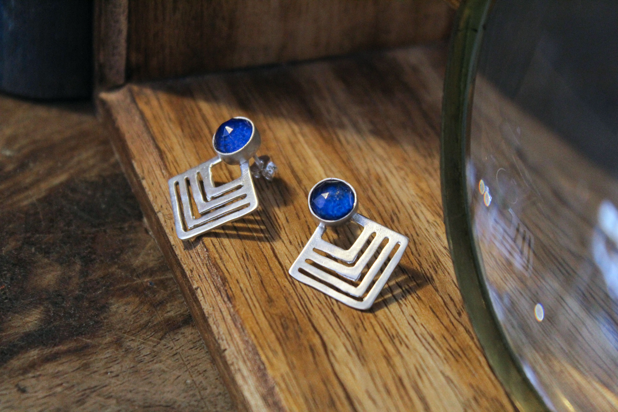 Lapis Triangle Earrings - Image 3