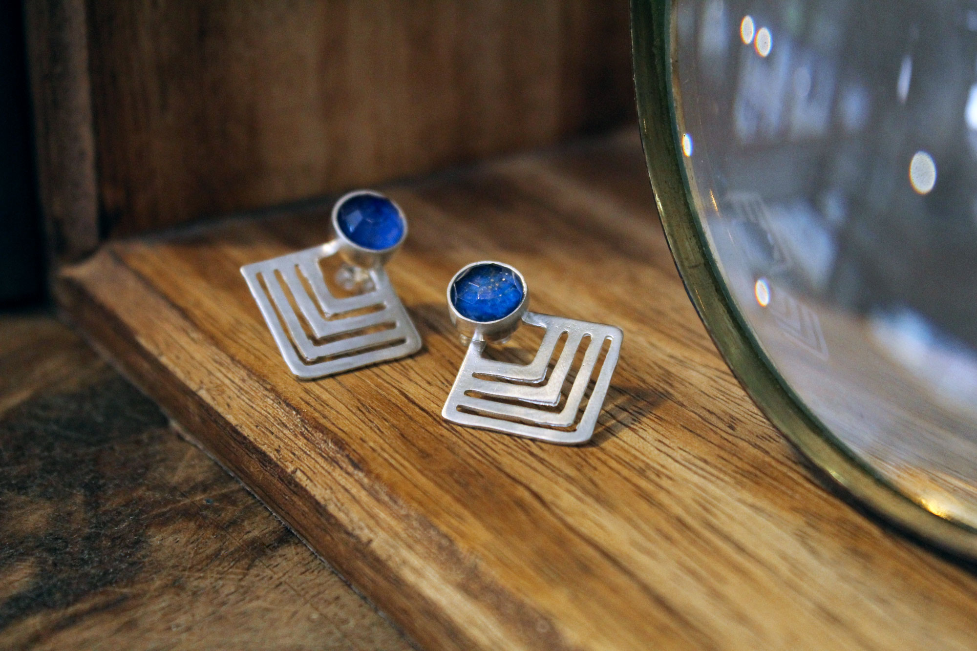 Lapis Triangle Earrings - Image 2
