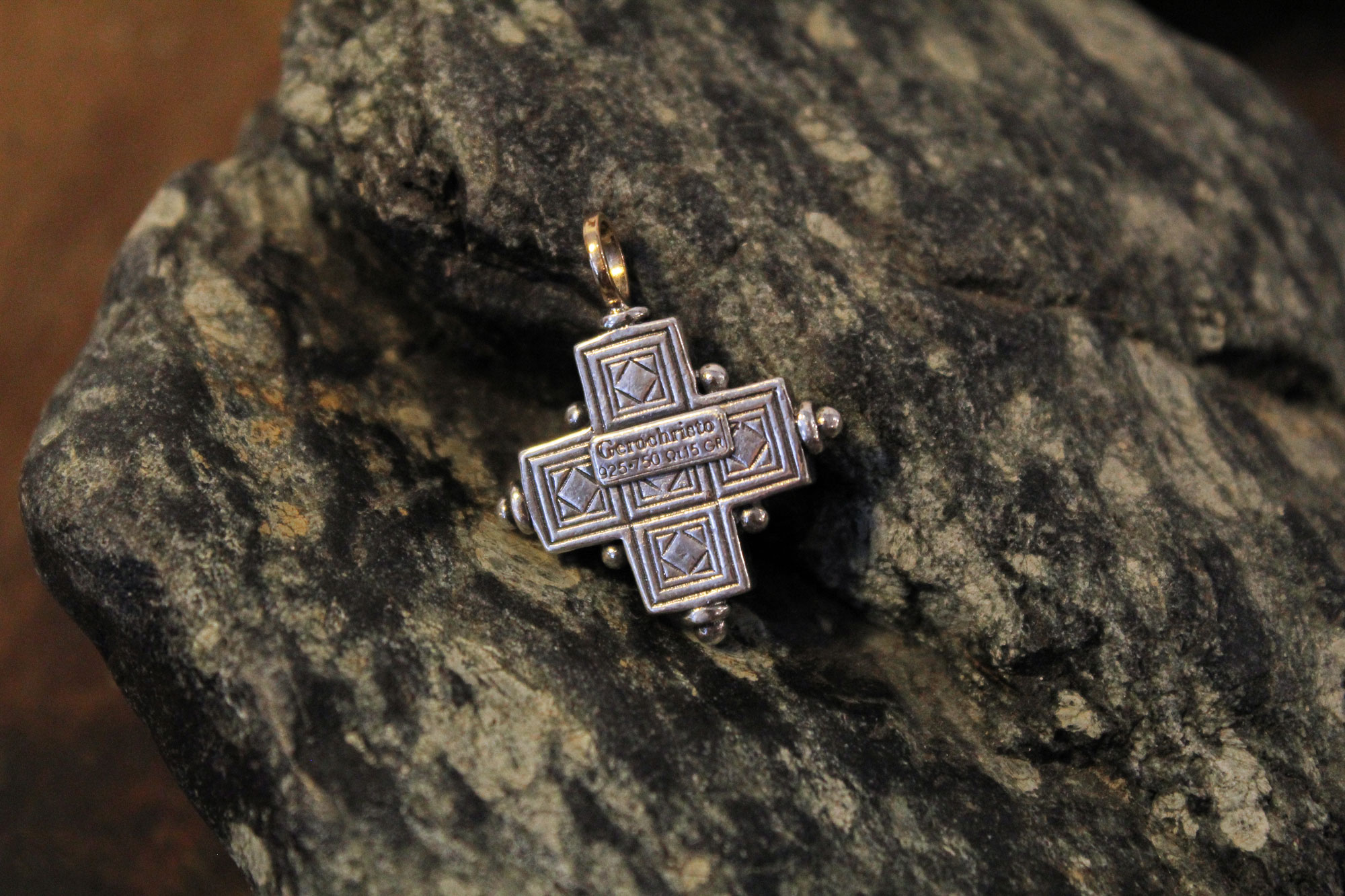 Small Aegean Greek Cross in Silver and 18K Gold - Image 2