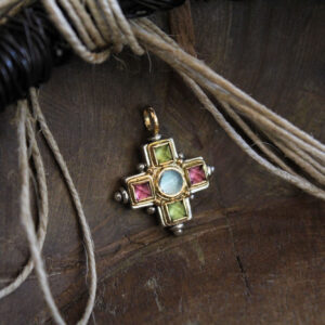Small Aegean Greek Cross in Silver and 18K Gold