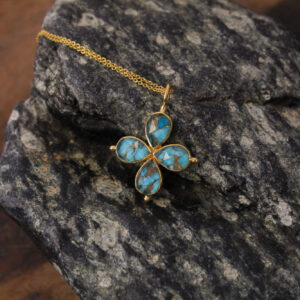 Handmade Cross with Tirquoise Copper