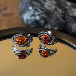 Amber Half Hoops in Silver