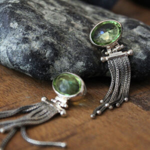 Green Zirconia Long Earrings