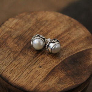 Silver Stud Earrings with Freshwater Pearls