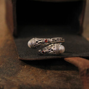 Santorini double Pearl Ring in Sterling Silver
