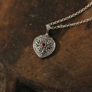 Mediterranean Heart Pendant with Garnet